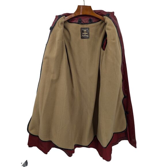 Vintage 24K Leather by Dan di Modes Burgundy Belted Trench Coat Women’s Size 14 - Picture 5 of 8
